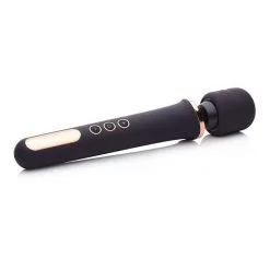 XR Brands - Wand Essentials Scepter 50X Silicone Wand Massager – Black/Gold