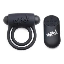 XR Brands, Bang Silicone Cock Ring & Bullet With Remote Control – Black