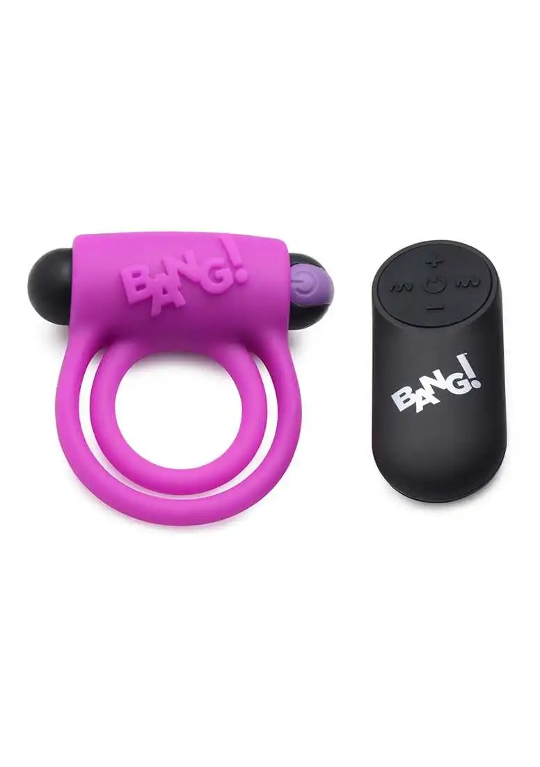 XR Brands, Bang Silicone Cock Ring & Bullet With Remote Control – Purple 2 XR Brands, Bang Silicone Cock Ring & Bullet With Remote Control – Purple