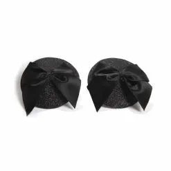 Bijoux Indiscrets - Nipple Cover Pasties Burlesque Pasties – Glitter & Satin Bow – Black