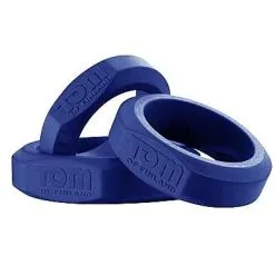XR Brands - Tom Of Finland Tom Of Finland – 3 Piece Silicone Cock Ring Set – Blue